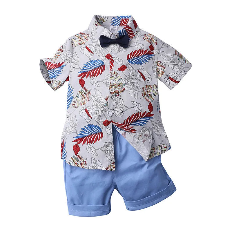 Two-piece boy short sleeve printed shirt - Enfance-Heureuse