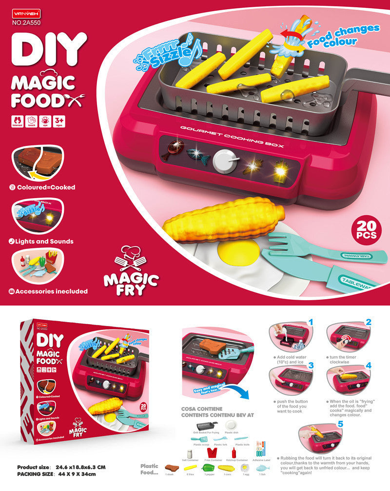 Induction Kitchen Cooking Toys Diy Children's Play House Toy Food Recognize Change Color Toys Kids Gifts - Enfance-Heureuse