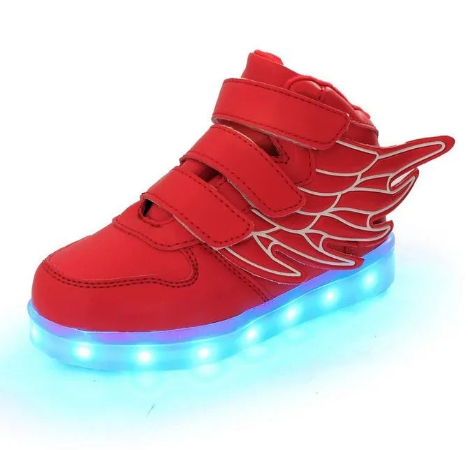 Children's shoes led light shoes children's wings light shoes usb charging colorful luminous shoes casual light shoes - Enfance-Heureuse