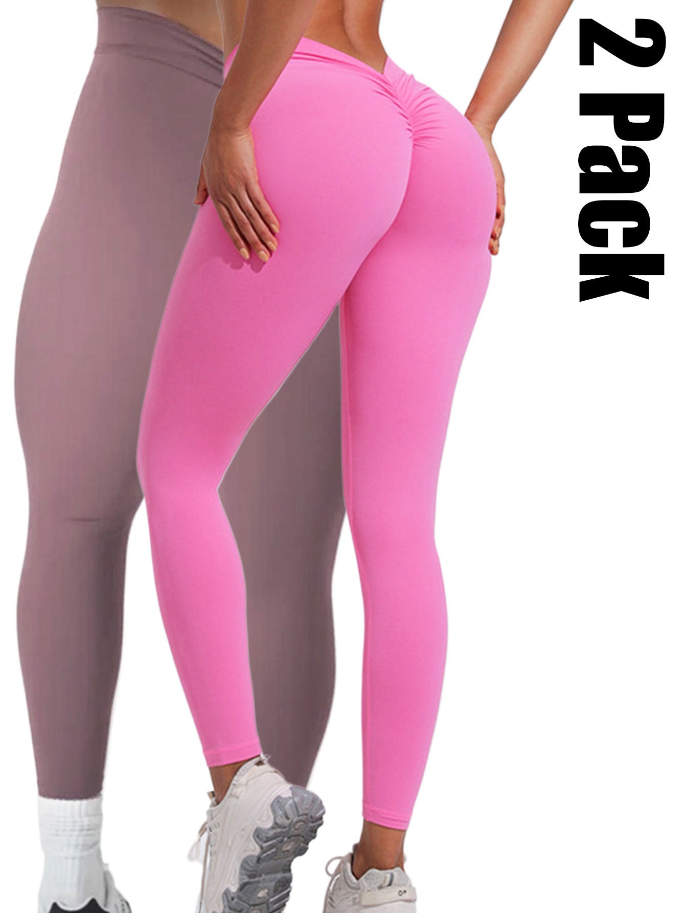 2 Pack High Waisted Leggings For Women-Soft Athletic Tummy Control Pants For Running Yoga Workout - Enfance-Heureuse