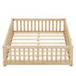 Full Size Bed Floor Bed With Safety Guardrails And Door For Kids, Natural - Enfance-Heureuse
