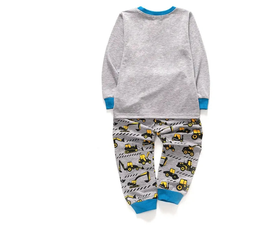 Boys and girls white gray motorcycle, cotton long sleeve round neck suit - Enfance-Heureuse