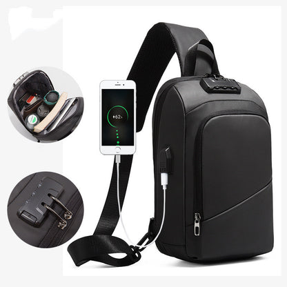 Anti-theft Lock Upscale Chest Bag Men Shoulder Bags USB Charging Crossbody Bags Summer Short Trip Travel Messengers Bag Unisex - Enfance-Heureuse