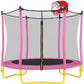 5.5FT Trampoline For Kids -65 Outdoor & Indoor Mini Toddler Trampoline With Enclosure, Basketball Hoop And Ball Included - Enfance-Heureuse