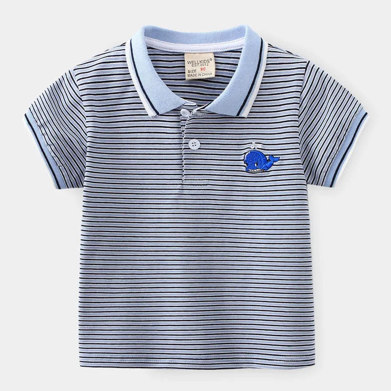 Enfants de Bande Dessinée À Manches Courtes Rayé T-shirt - Enfance-Heureuse