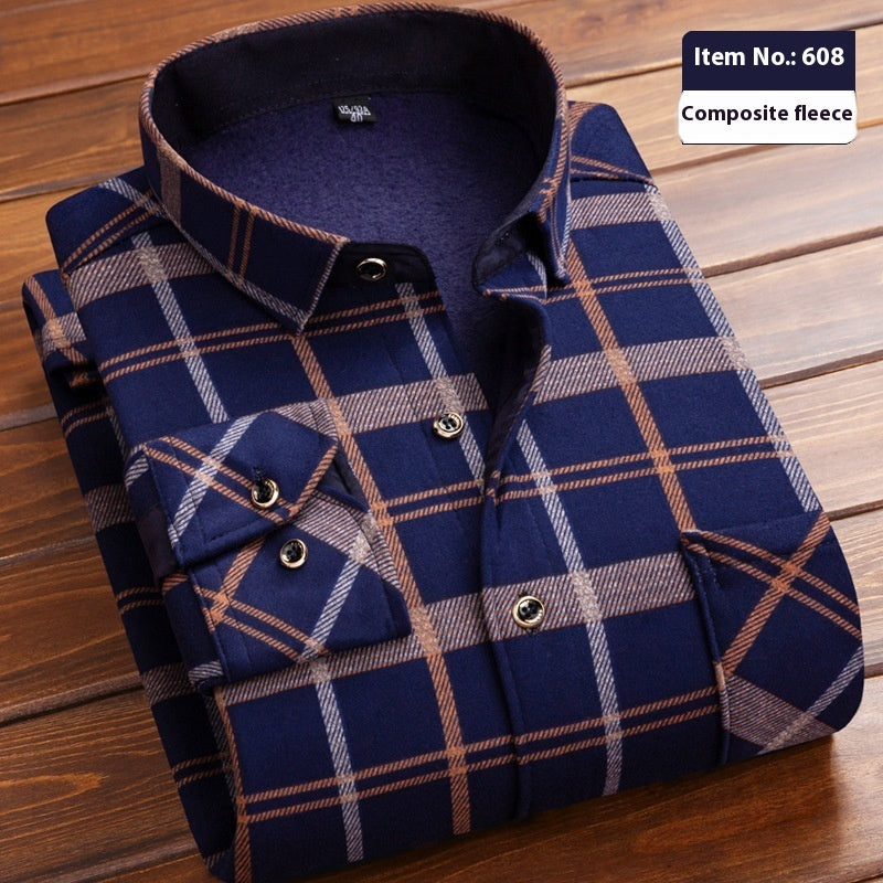 Thickened Velvet Padded Shirt Thermal Plaid - Enfance-Heureuse