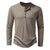 Mens Clothing Long Sleeve T-shirt Fashion Button Henry Collar Tops - Enfance-Heureuse