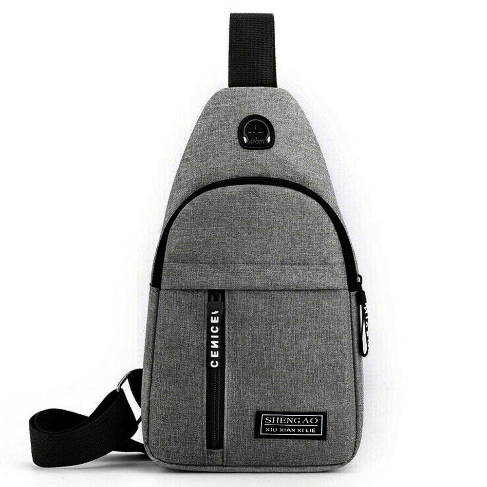Mens Sling Bag Cross Body Handbag Chest Bag Shoulder Pack Sports Travel Backpack Gray - Enfance-Heureuse
