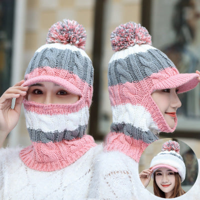 Orejeras de gorro de lana gruesa de felpa para mujer