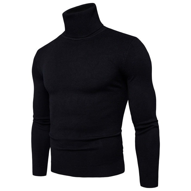 Winter Warm Basic Thermal Turtleneck Sweater Mens Solid Color Slim Fit Clothes Pullover Top - Enfance-Heureuse