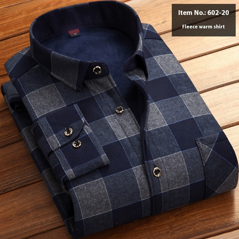 Thickened Velvet Padded Shirt Thermal Plaid - Enfance-Heureuse
