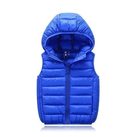 Children's Down Cotton Hooded Thermal Vest Solid Color - Enfance-Heureuse