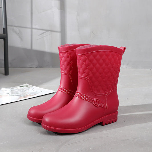 Rain Boots Women's Fashion Style Outer Wear Mid-tube Water Shoes - Enfance-Heureuse