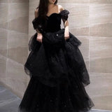 Black Evening Dress Light Luxury Minority French Style Pettiskirt - Enfance-Heureuse