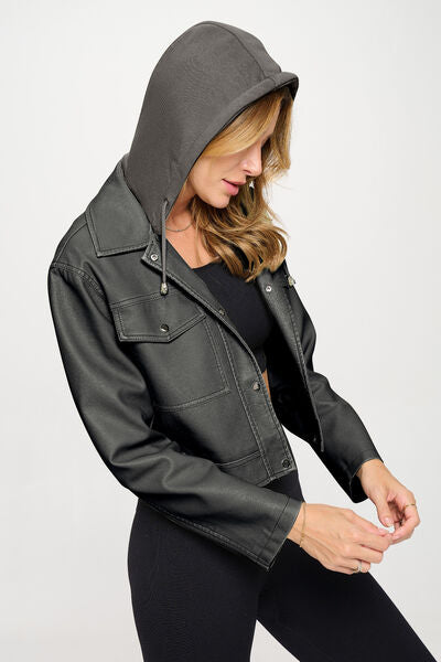 Coalition LA Snap Down Cropped Hooded Jacket - Enfance-Heureuse