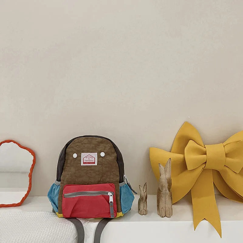 Children's Bags Simple And Lightweight Canvas Backpack Boys Girls Spine Protection - Enfance-Heureuse