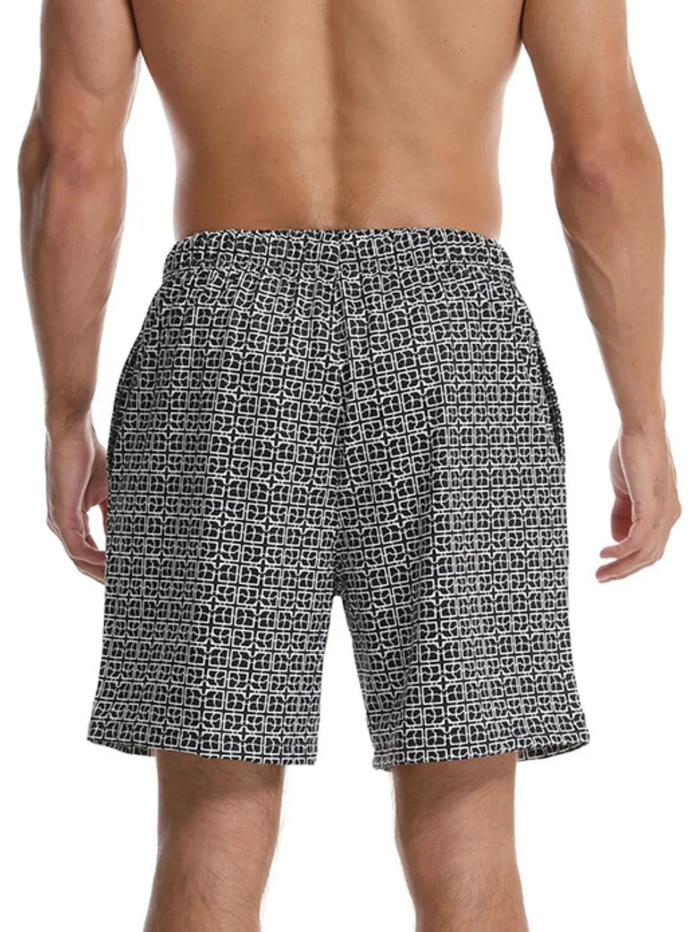 Men's Drawstring Printed Shorts with Pockets - Enfance-Heureuse