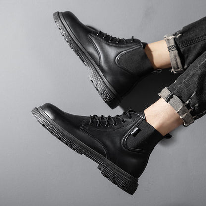 Men's Shoes British Style Martin Leather Ankle Boots Casual - Enfance-Heureuse