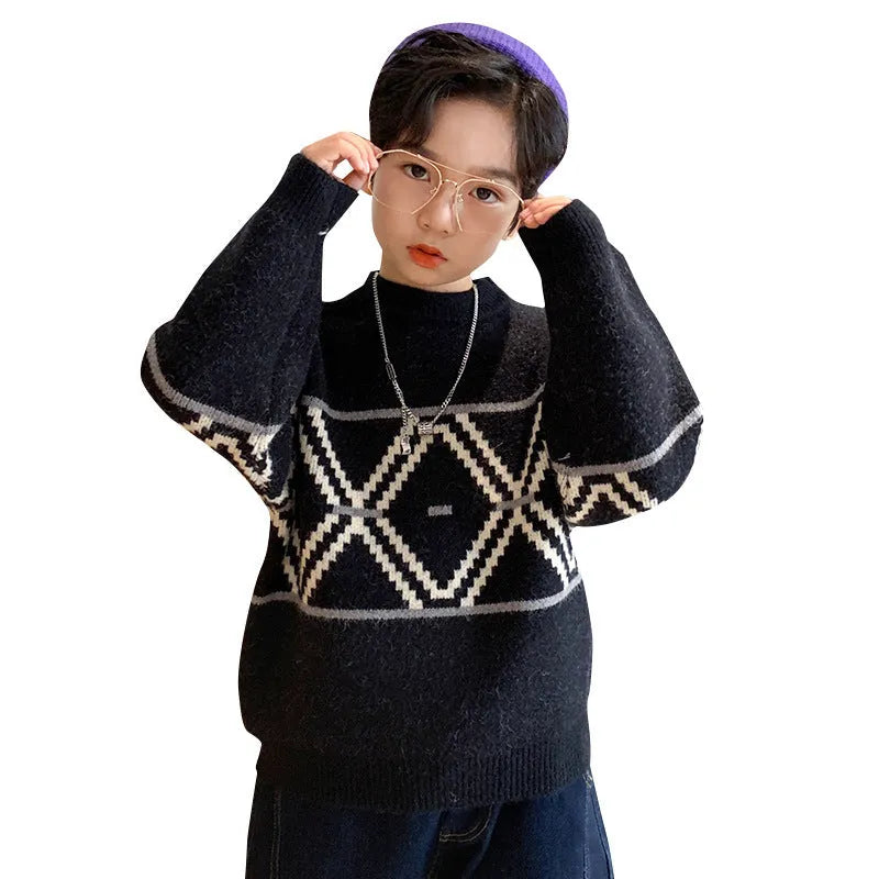 Boys Hedging Winter New Style Foreign Mink Fleece Sweater - Enfance-Heureuse
