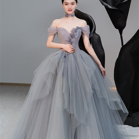 Female Texture Host Gift Tulle Tutu French Banquet Princess Dress - Enfance-Heureuse