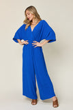 Double Take Full Size Surplice Wide Leg Jumpsuit with Pockets - Enfance-Heureuse