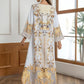 Ladies' Round Neck Rhinestone Decorative Print Long Abayalian Dress - Enfance-Heureuse