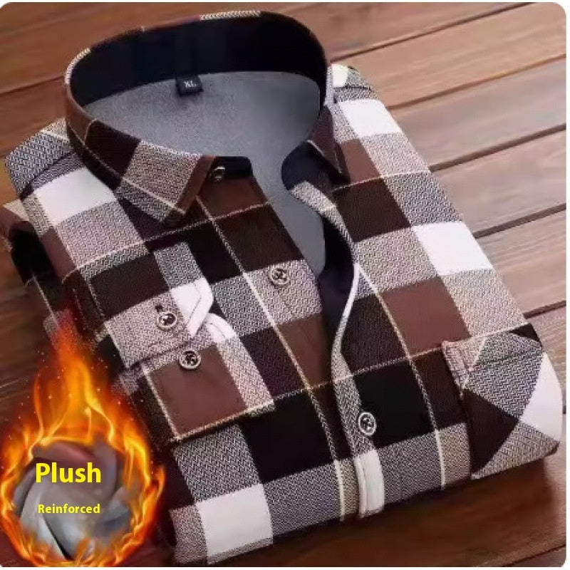 Thickened Velvet Padded Shirt Thermal Plaid - Enfance-Heureuse