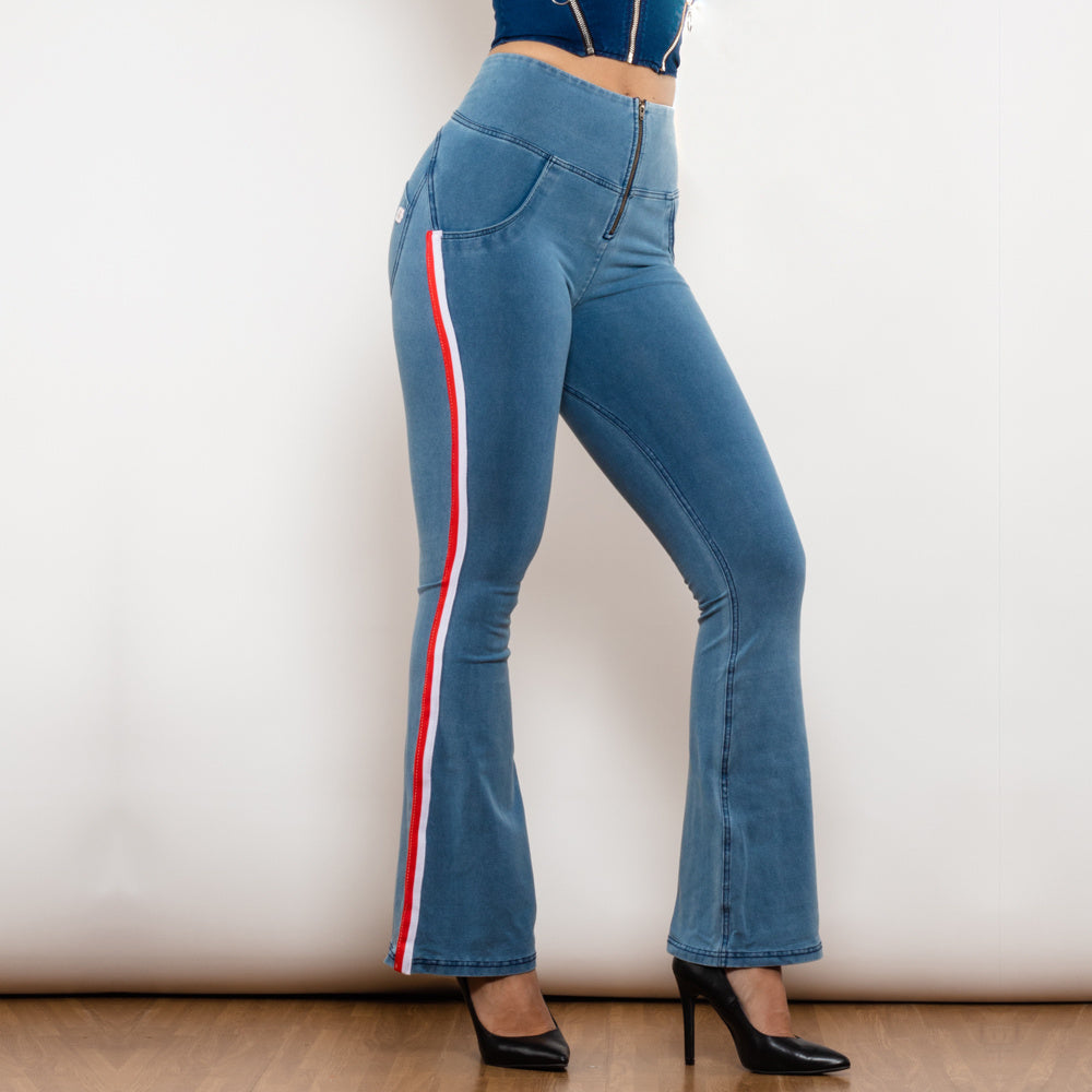 Shascullfites Melody Jeans Push Up Effect Skinny Jeans Sexy Lift Striped Flare Jeans Women's Denim Pants - Enfance-Heureuse