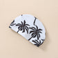 Boys' Cotton One-piece Swimsuit Cartoon Coconut Tree Printed Tape Hat - Enfance-Heureuse