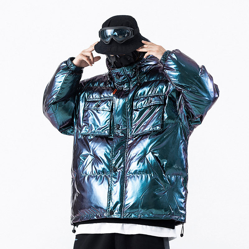 Dark Reflective Cargo Parkas Jackets Mens Hip Hop Streetwear Padded Jackets Harajuku Windbreaker Parka Coats Techwear - Enfance-Heureuse