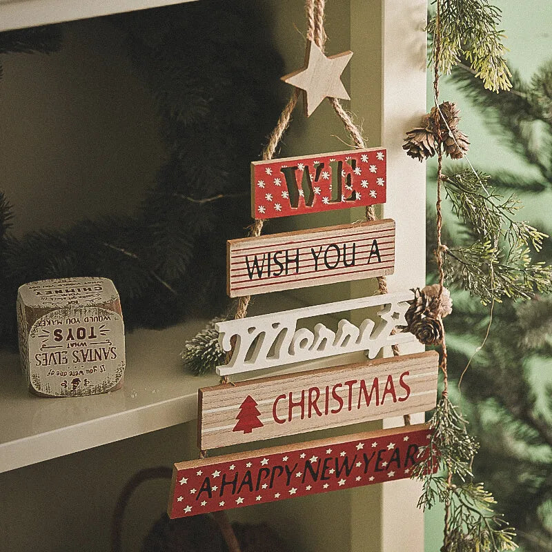 Christmas Wooden English Blessing Listing Wall Decorations - Enfance-Heureuse