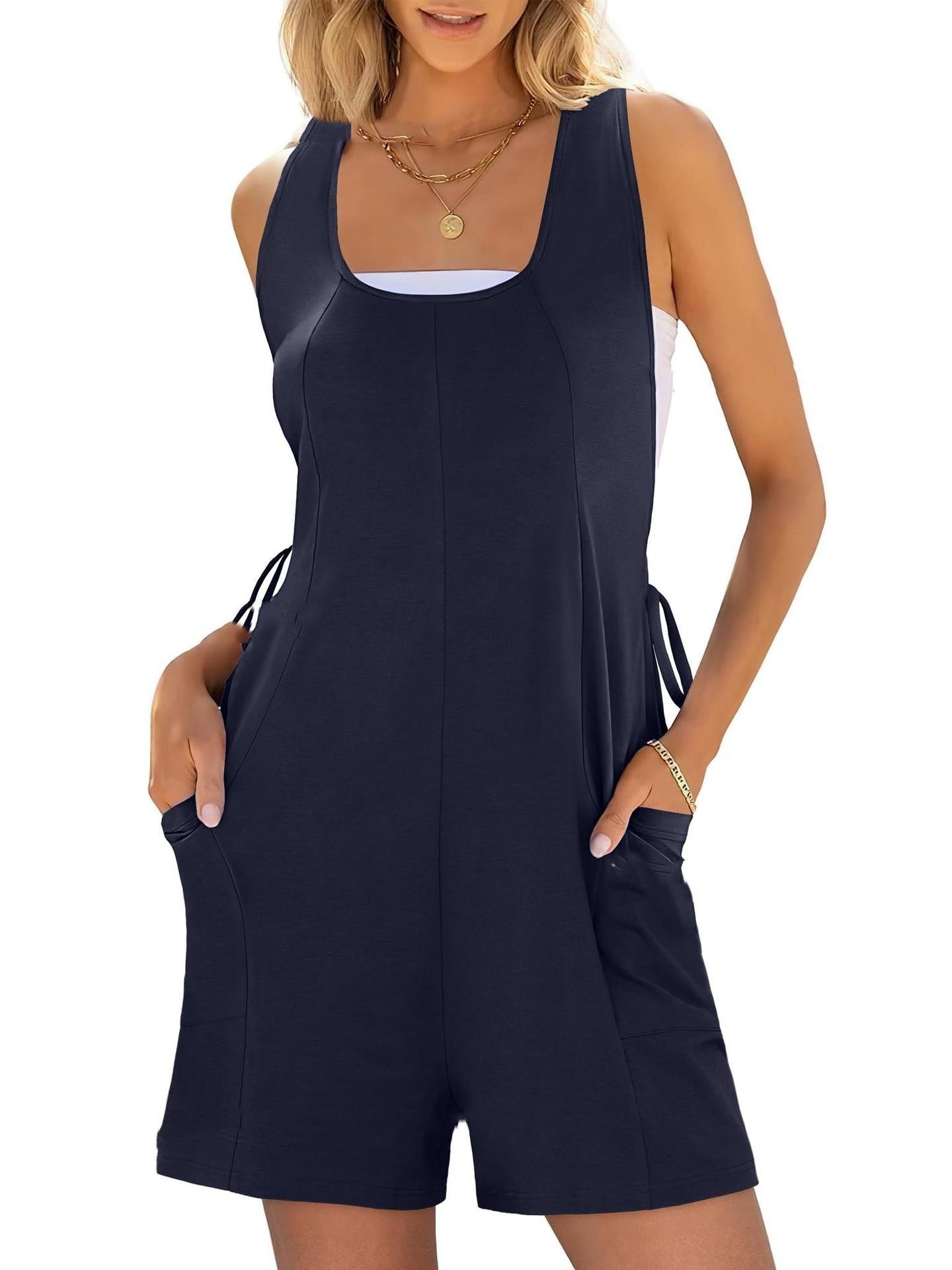 Comfortable Pocket Vest Jumpsuit Women - Enfance-Heureuse