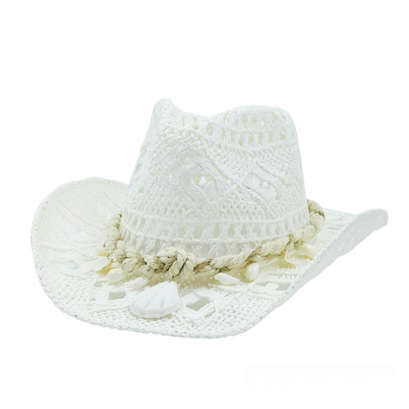 Shell Straw Cowboy Hat Woven Sunshade
