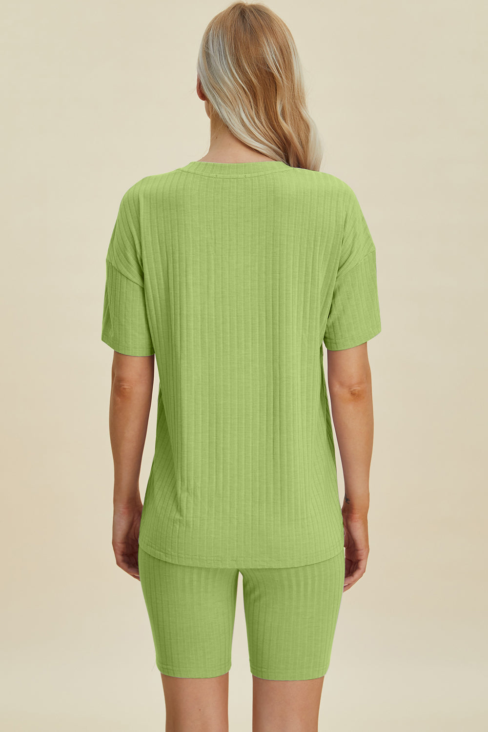 Basic Bae Full Size Ribbed V-Neck Short Sleeve Top and Shorts Set - Enfance-Heureuse