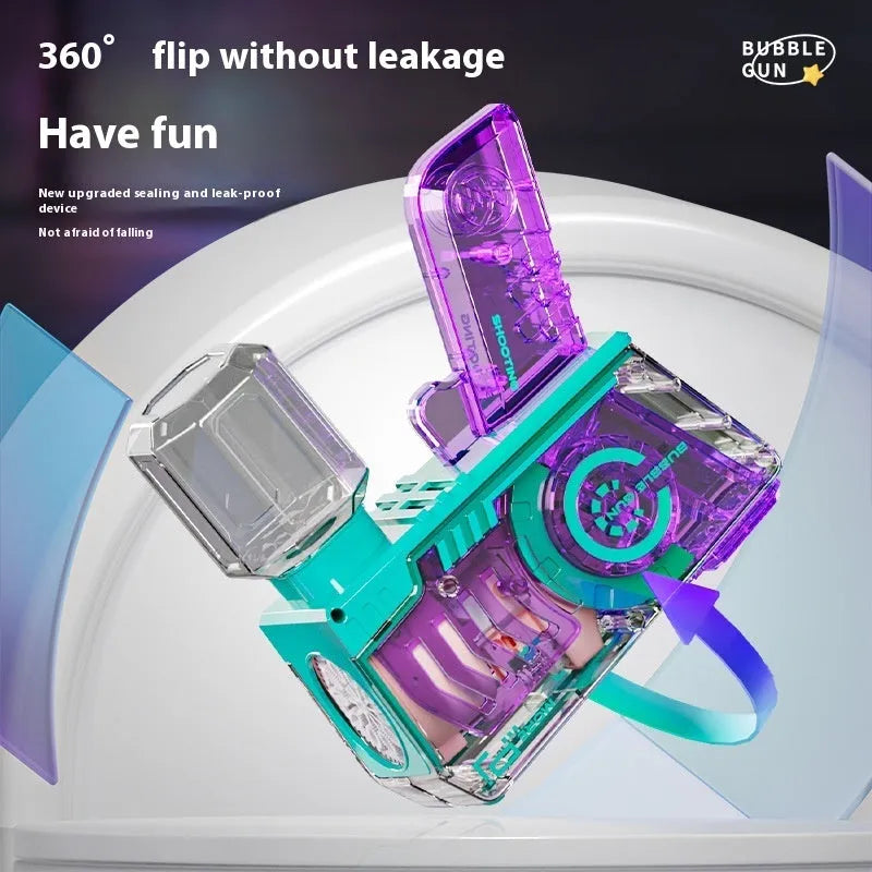 Bubble Gun Mechanical Transparent Light Automatic Bubble Toy - Enfance-Heureuse