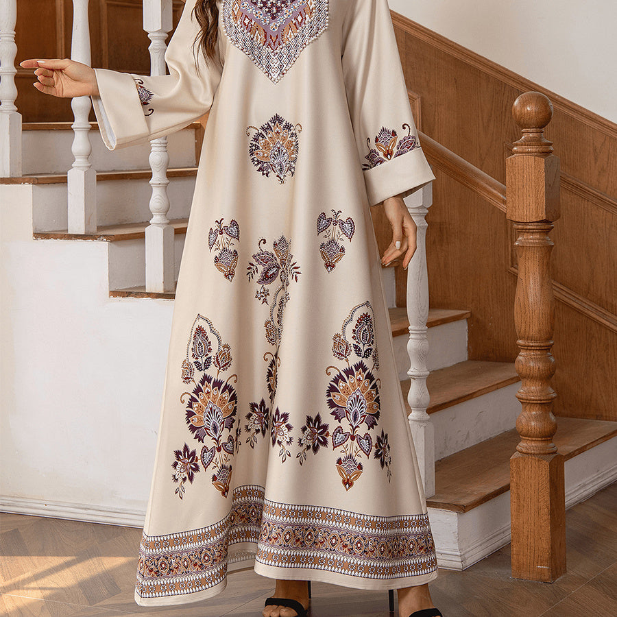 Robe décontractée deux pièces à manches bouffantes et paillettes brodées pour actrice