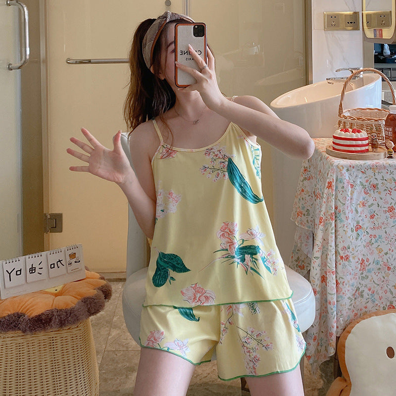 Women's Fashion Simple Camisole Homewear Pajamas Two-piece Set - Enfance-Heureuse