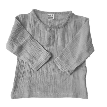 Boy short-sleeved cotton and linen T-shirt - Enfance-Heureuse