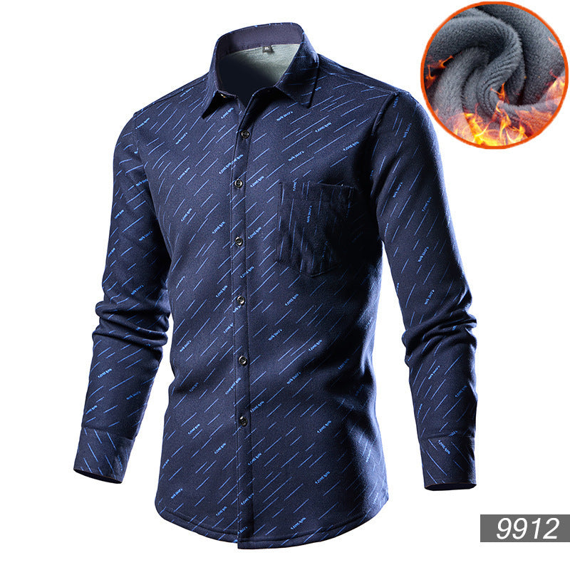 Men's Trendy Fleece-lined Thick Warm Trendy Shirt - Enfance-Heureuse
