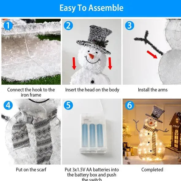 LED Christmas Snowman Decoration Light Collapsible Battery Operated - Enfance-Heureuse
