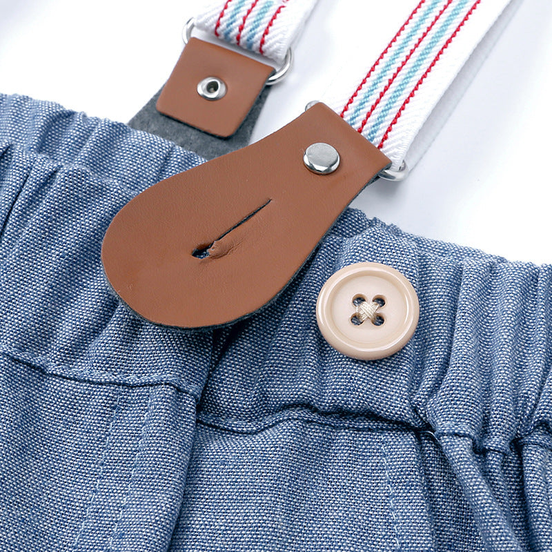 Boys Gentleman Bow Tie Backstrap Shorts Set