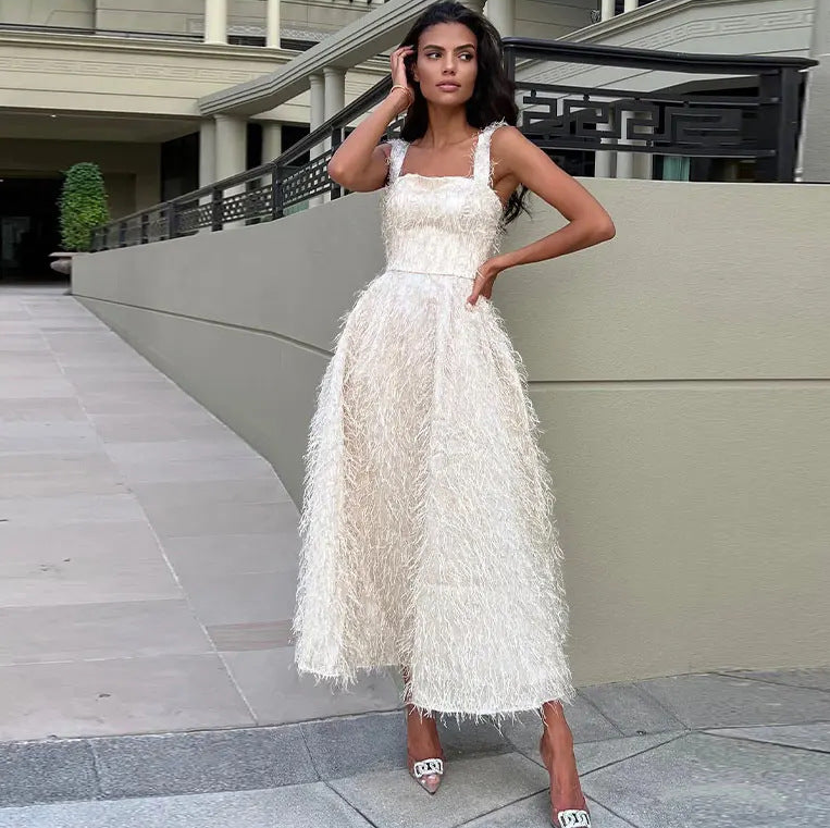 Women's Sleeveless Tassel Dress - Enfance-Heureuse