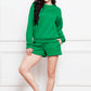 Round Neck Long Sleeve Sweatshirt and Drawstring Shorts Set - Enfance-Heureuse