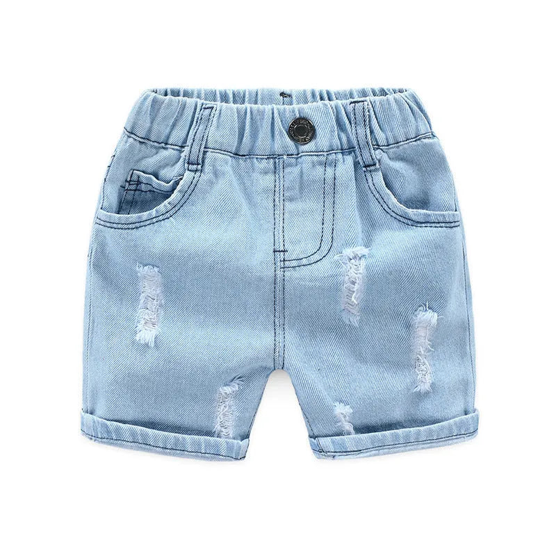 Shorts de plage en jeans déchirés pour garçons - Enfance-Heureuse