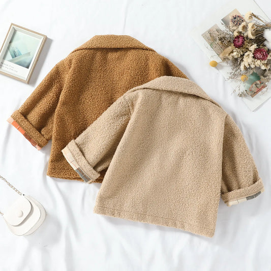 Autumn New Plush Plaid Reversible Coat - Enfance-Heureuse