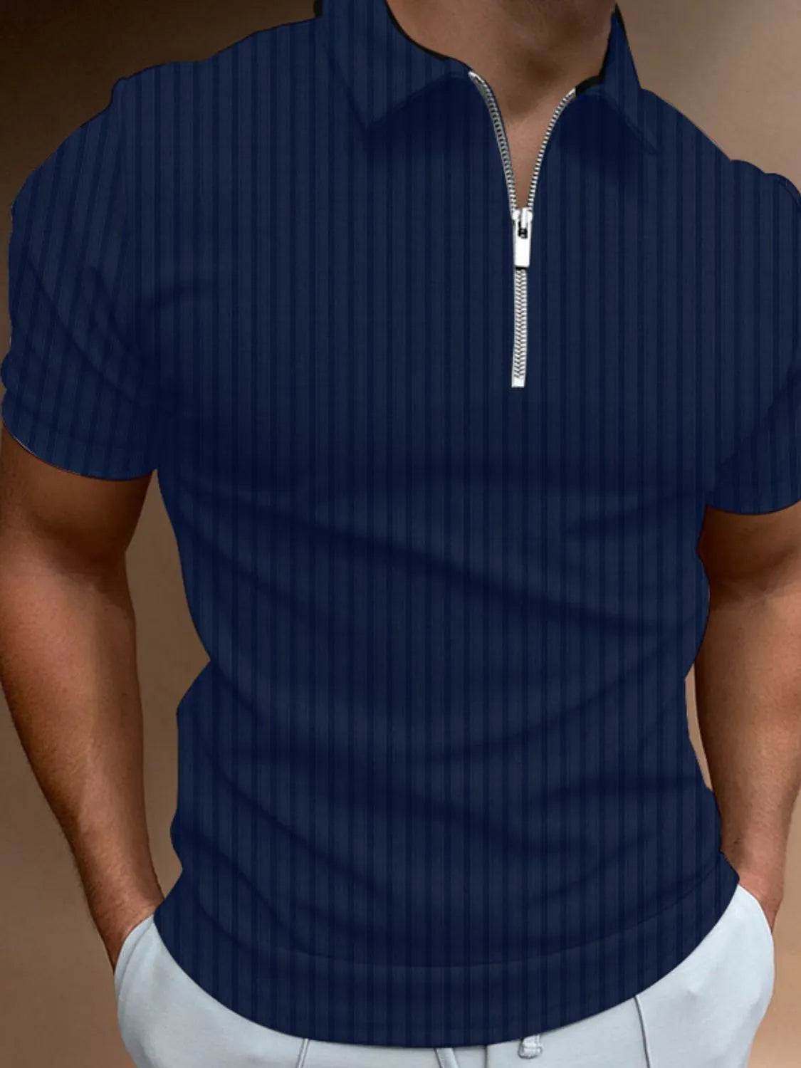 Men's Full Size Collared Neck Short Sleeve Polo Plus Size - Enfance-Heureuse