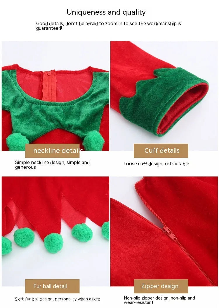 Christmas Children's Elf Dress Suit Costume - Enfance-Heureuse