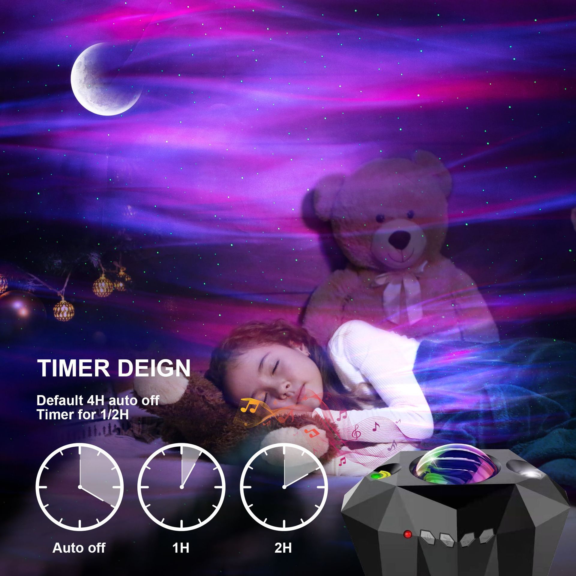 Usb Water Pattern Bluetooth Music Ocean Star Projector Lamp - Enfance-Heureuse