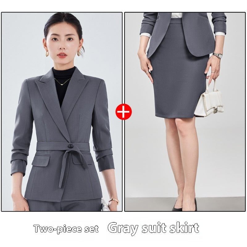 Long Sleeve Small Suit Collar Coat Women's Shirt Pants Suit - Enfance-Heureuse