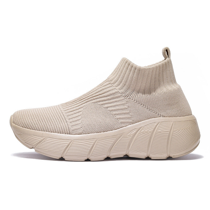 Couple High-top Flying Woven Shoes Casual Trend Men's Shoes Slip-on - Enfance-Heureuse